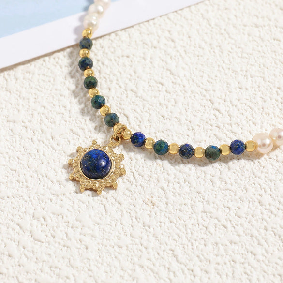 Wholesale Necklace Natural Stone Freshwater Pearl Geometric Handmade Light Luxury