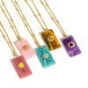 Wholesale Necklace Natural Stone Geometric Pattern Stainless Steel Set With Gems Pendant
