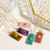 Wholesale Necklace Natural Stone Geometric Pattern Stainless Steel Set With Gems Pendant