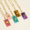 Wholesale Necklace Natural Stone Geometric Pattern Stainless Steel Set With Gems Pendant