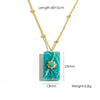 Wholesale Necklace Natural Stone Geometric Pattern Stainless Steel Set With Gems Pendant