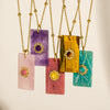 Wholesale Necklace Natural Stone Geometric Pattern Stainless Steel Set With Gems Pendant