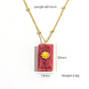 Wholesale Necklace Natural Stone Geometric Pattern Stainless Steel Set With Gems Pendant