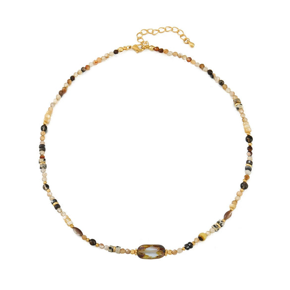 Wholesale Necklace Natural Stone Shell Copper Titanium Steel Geometric Handmade Light Luxury Vintage
