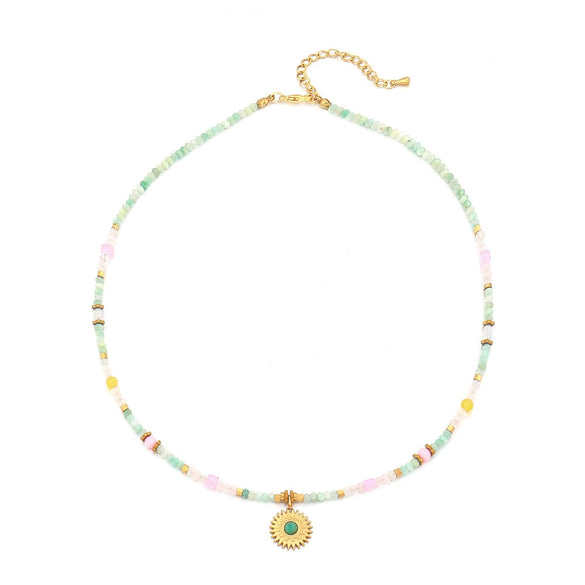 Wholesale Necklace Natural Stone Stainless Steel Copper Geometric Sunflower Handmade For Women