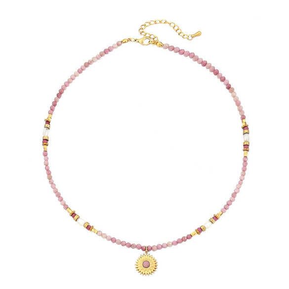 Wholesale Necklace Natural Stone Stainless Steel Copper Geometric Sunflower Handmade For Women