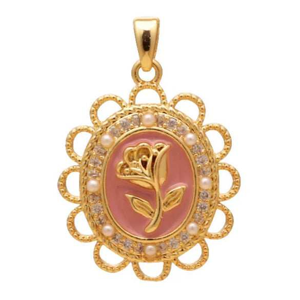 Wholesale Necklace Pendant Copper Enamel Glaze Flower Dripping Oil Style