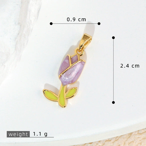 Wholesale Necklace Pendant Copper Tulip Flower Electroplated Clavicle Chain Accessories