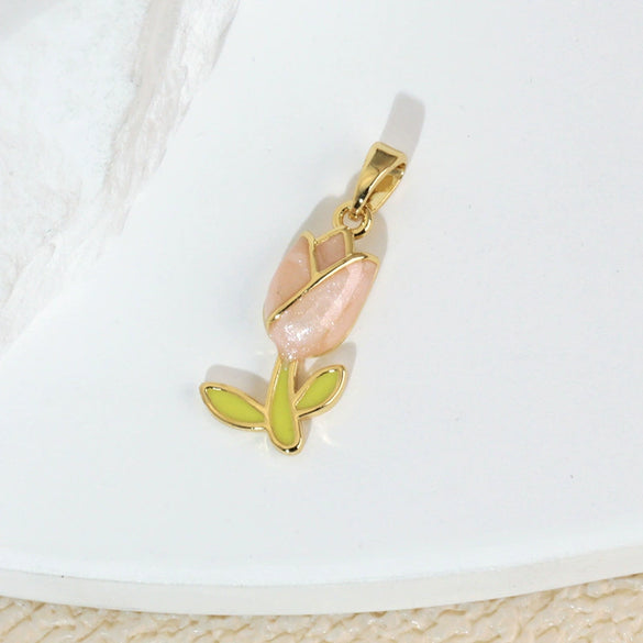 Wholesale Necklace Pendant Copper Tulip Flower Electroplated Clavicle Chain Accessories