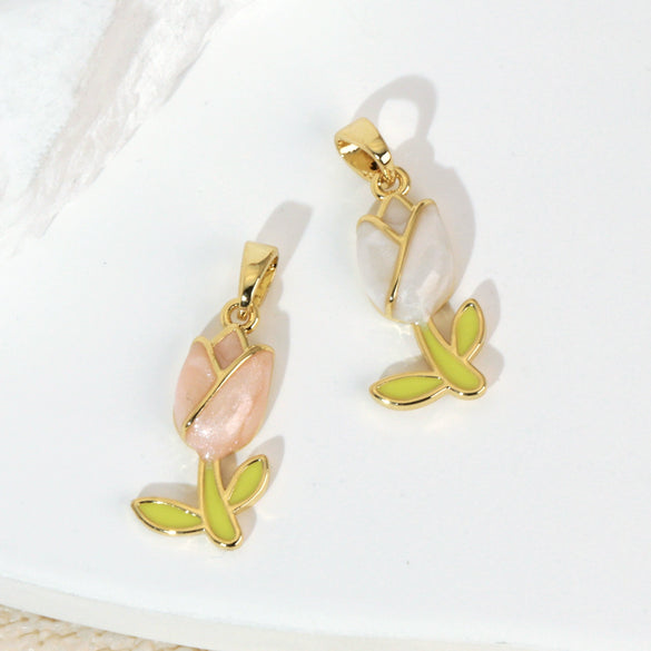 Wholesale Necklace Pendant Copper Tulip Flower Electroplated Clavicle Chain Accessories