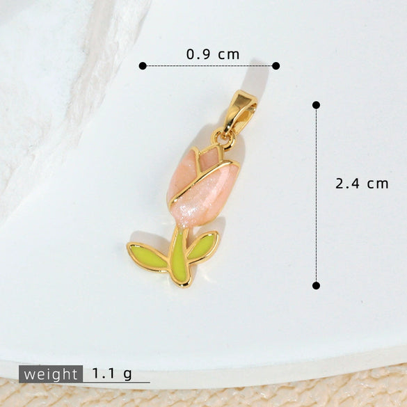 Wholesale Necklace Pendant Copper Tulip Flower Electroplated Clavicle Chain Accessories