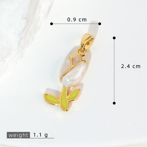 Wholesale Necklace Pendant Copper Tulip Flower Electroplated Clavicle Chain Accessories