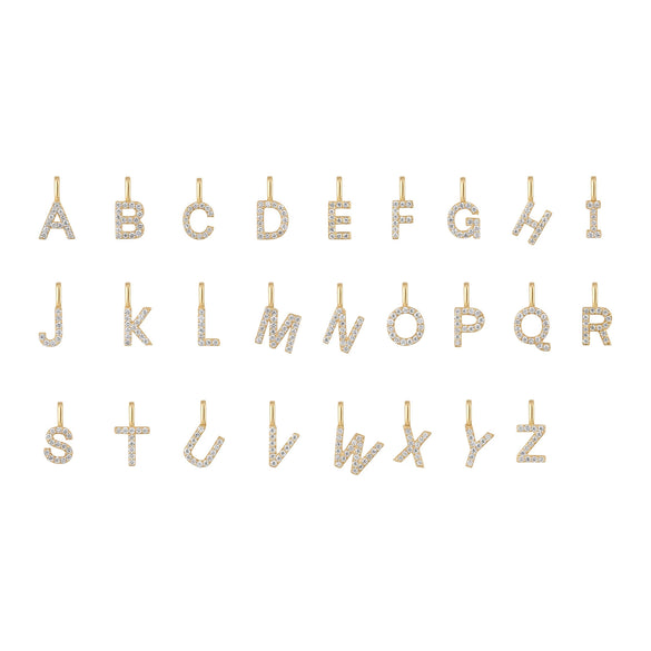 Wholesale Necklace Pendant S925 Sterling Silver K Gold Plated Letter Shaped With Zirconia Lovely Style