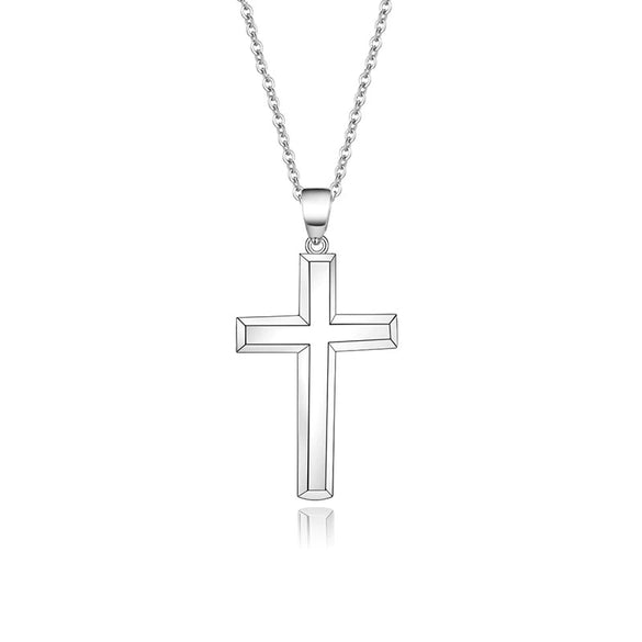 Wholesale Necklace Pendant Silver 925 Sterling Simple Glossy Cross Electroplated Box Chain