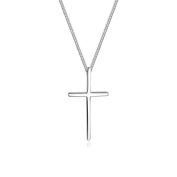 Wholesale Necklace Pendant Silver 925 Sterling Simple Glossy Cross Electroplated Box Chain