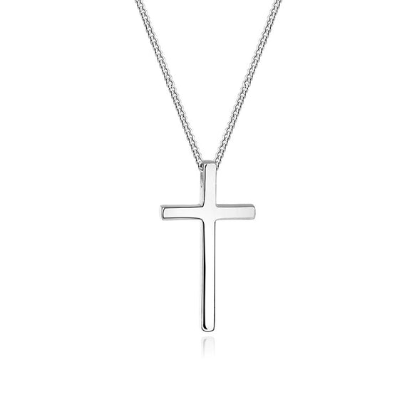 Wholesale Necklace Pendant Silver 925 Sterling Simple Glossy Cross Electroplated Box Chain