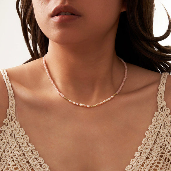 Wholesale Necklace Pink Opal S925 Sterling Silver Geometric Style