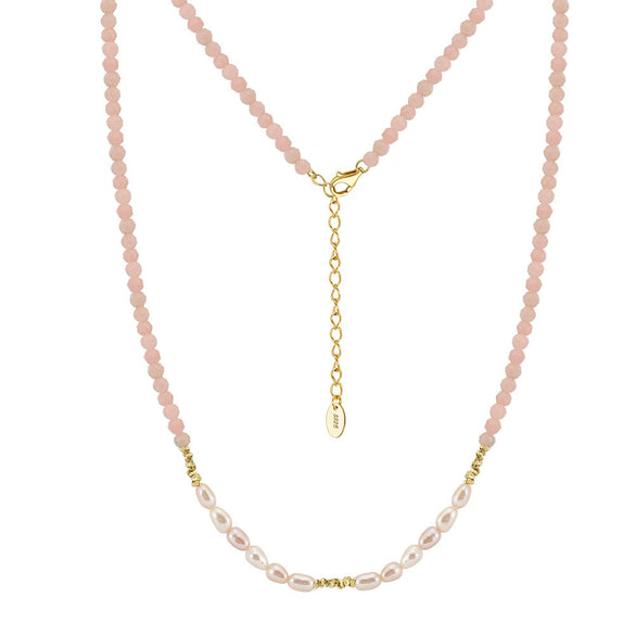 Wholesale Necklace Pink Opal S925 Sterling Silver Geometric Style