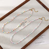 Wholesale Necklace Plastic Pearls Natural Freshwater Pearls Rice Beads Stainless Steel Geometric Style Vacuum Plated