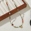 Wholesale Necklace Red Agate Spotted Stone Gold Sand Stone Blue Pine Copper Star Shape Handmade