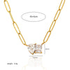 Wholesale Necklace Retro Light Luxury Style Stainless Steel Titanium Steel O Shaped Chain Pear Shaped Square Zircon Electroplated