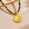 Wholesale Necklace Retro Style Goldplated Stainless Steel Animal Zodiac Printed Pendant Rope Chain