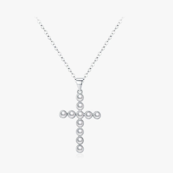 Wholesale Necklace S925 Silver Cross Pendant With Pearls Fashion Ol Style For Women