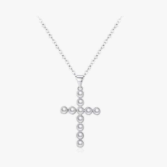 Wholesale Necklace S925 Silver Cross Pendant With Pearls Fashion Ol Style For Women