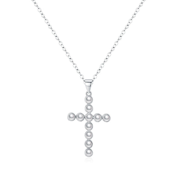 Wholesale Necklace S925 Silver Cross Pendant With Pearls Fashion Ol Style For Women