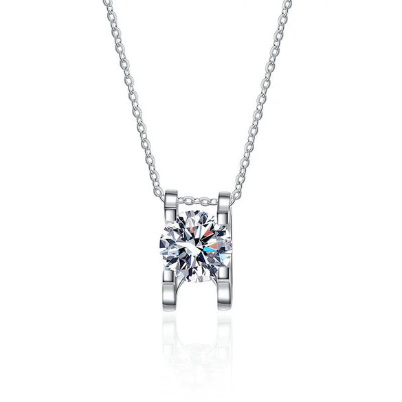Wholesale Necklace S925 Silver Moissanite Ox Head Pendant Geometric Electroplated Cross Chain