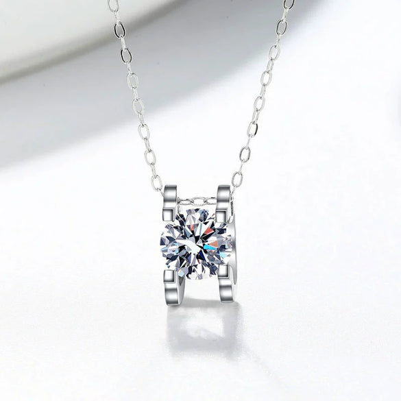 Wholesale Necklace S925 Silver Moissanite Ox Head Pendant Geometric Electroplated Cross Chain