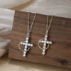 Wholesale Necklace S925 Silver Rotatable Crown With Zircon Geometric Cross Pendant Electroplated