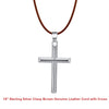 Wholesale Necklace S925 Sterling Silver Cross Geometric Polished Hip Hop Fashion Leather Rope Jewelry Pendant