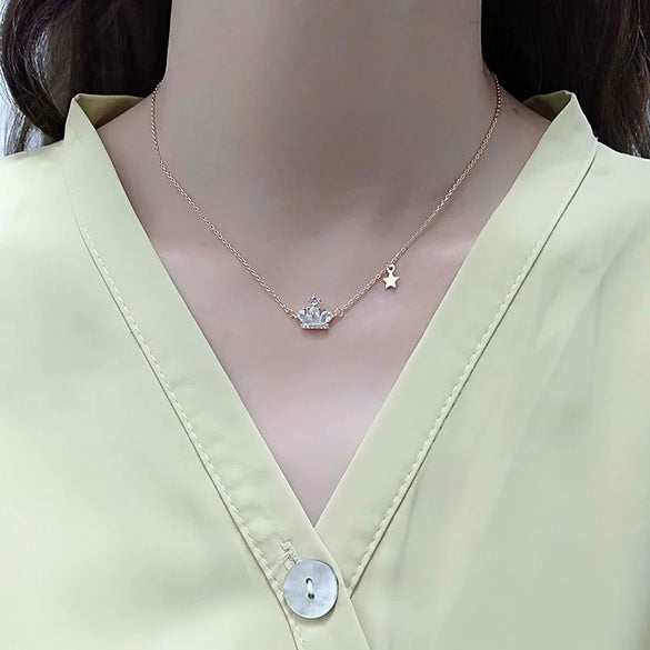 Wholesale Necklace S925 Sterling Silver Crown Design Electroplating For Women