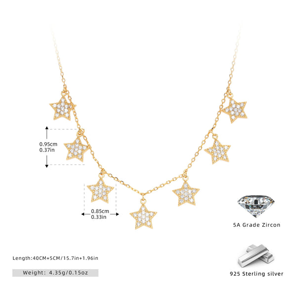 Wholesale Necklace S925 Sterling Silver Fivepointed Star Inlaid Zircon Ochain For Women
