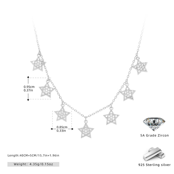 Wholesale Necklace S925 Sterling Silver Fivepointed Star Inlaid Zircon Ochain For Women