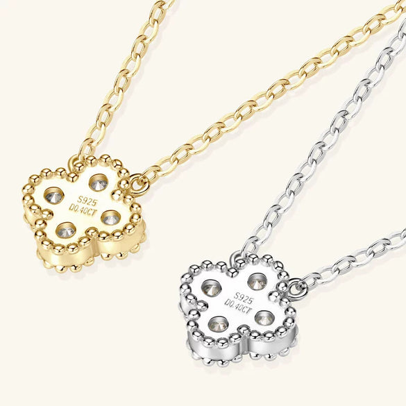 Wholesale Necklace S925 Sterling Silver Fourleaf Clover Pendant Gold Plated With O Word Chain For Women Geometric Style