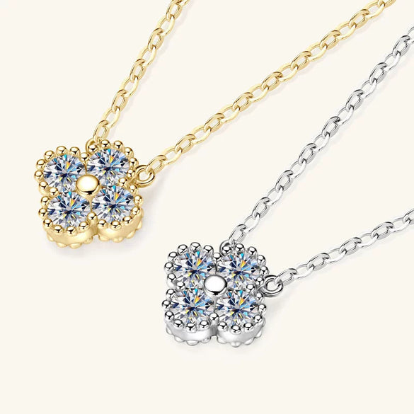 Wholesale Necklace S925 Sterling Silver Fourleaf Clover Pendant Gold Plated With O Word Chain For Women Geometric Style