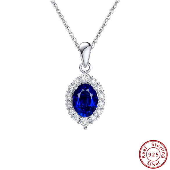 Wholesale Necklace S925 Sterling Silver Geometric Animal Zodiac Style Electroplating Inlay 5A Zircon Sapphire For Women