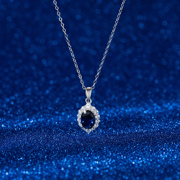 Wholesale Necklace S925 Sterling Silver Geometric Animal Zodiac Style Electroplating Inlay 5A Zircon Sapphire For Women