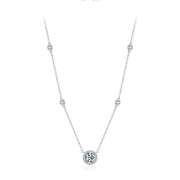Wholesale Necklace S925 Sterling Silver Geometric Diamond Design For Girls
