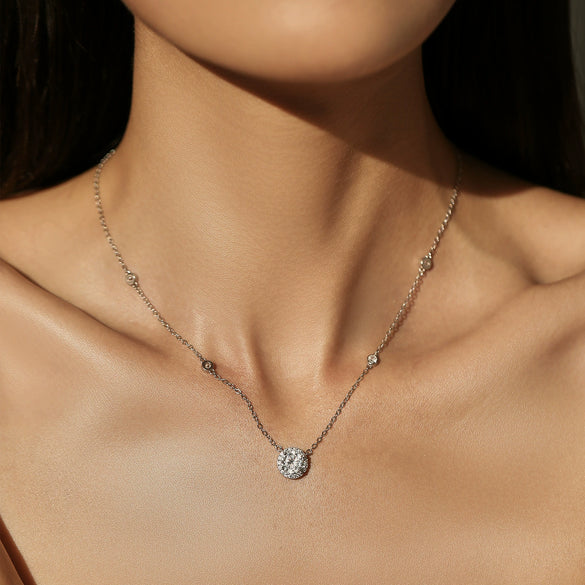 Wholesale Necklace S925 Sterling Silver Geometric Diamond Design For Girls