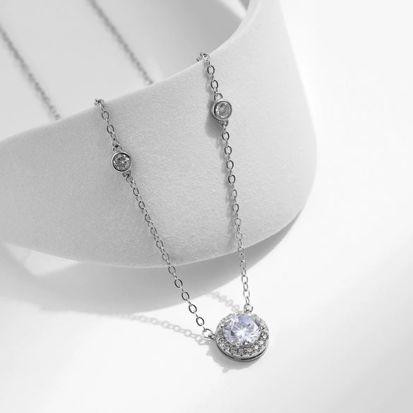 Wholesale Necklace S925 Sterling Silver Geometric Diamond Design For Girls