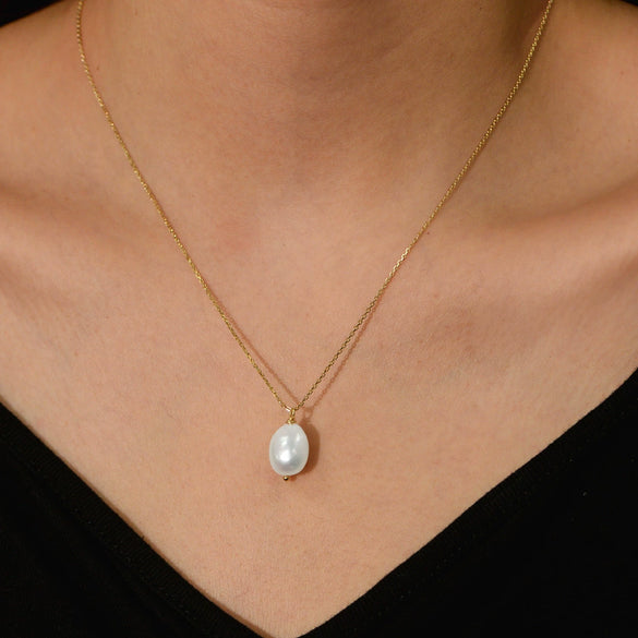 Wholesale Necklace S925 Sterling Silver Geometric Freshwater Pearl Set Women's Cross Chain