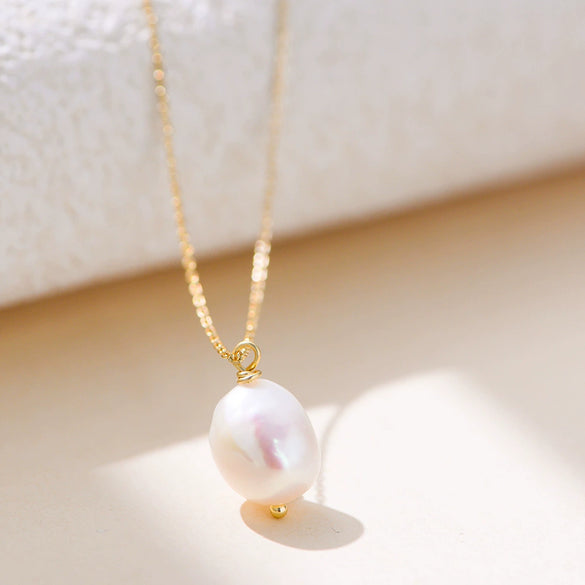 Wholesale Necklace S925 Sterling Silver Geometric Freshwater Pearl Set Women's Cross Chain