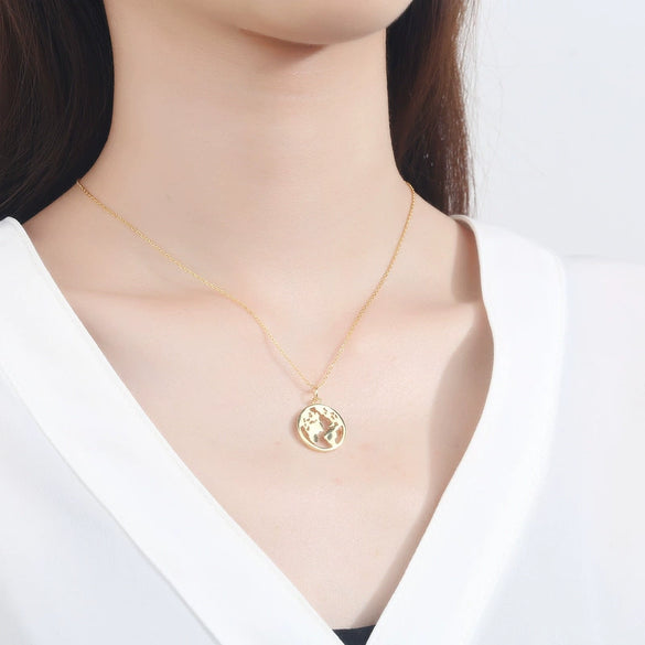 Wholesale Necklace S925 Sterling Silver Geometric Hollow Coin Cross Chain Female Accessories Electroplating