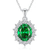 Wholesale Necklace S925 Sterling Silver Geometric Light Luxury Style Flower Cut Emerald Pendant