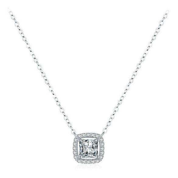 Wholesale Necklace S925 Sterling Silver Geometric Mixed Gem Inlay Set With Precious Stones Women's Cross Chain