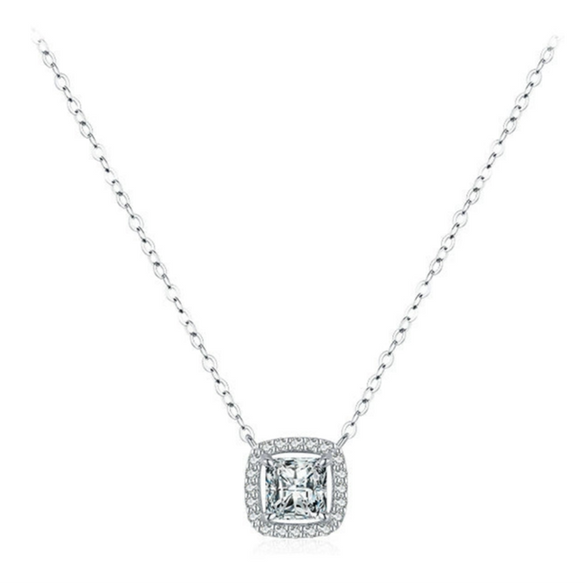 Wholesale Necklace S925 Sterling Silver Geometric Mixed Gem Inlay Set With Precious Stones Women's Cross Chain