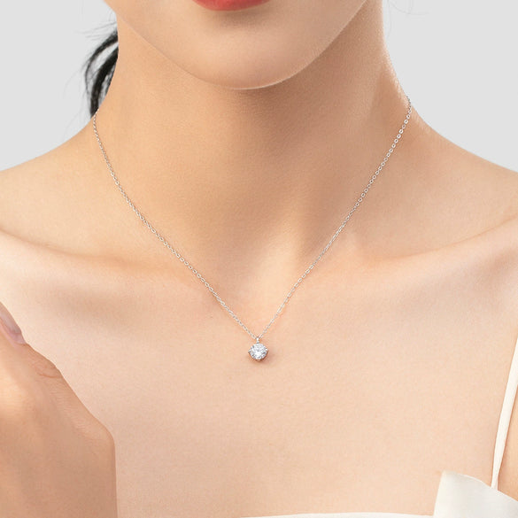 Wholesale Necklace S925 Sterling Silver Geometric Single Diamond High Sense Women's Cross Chain